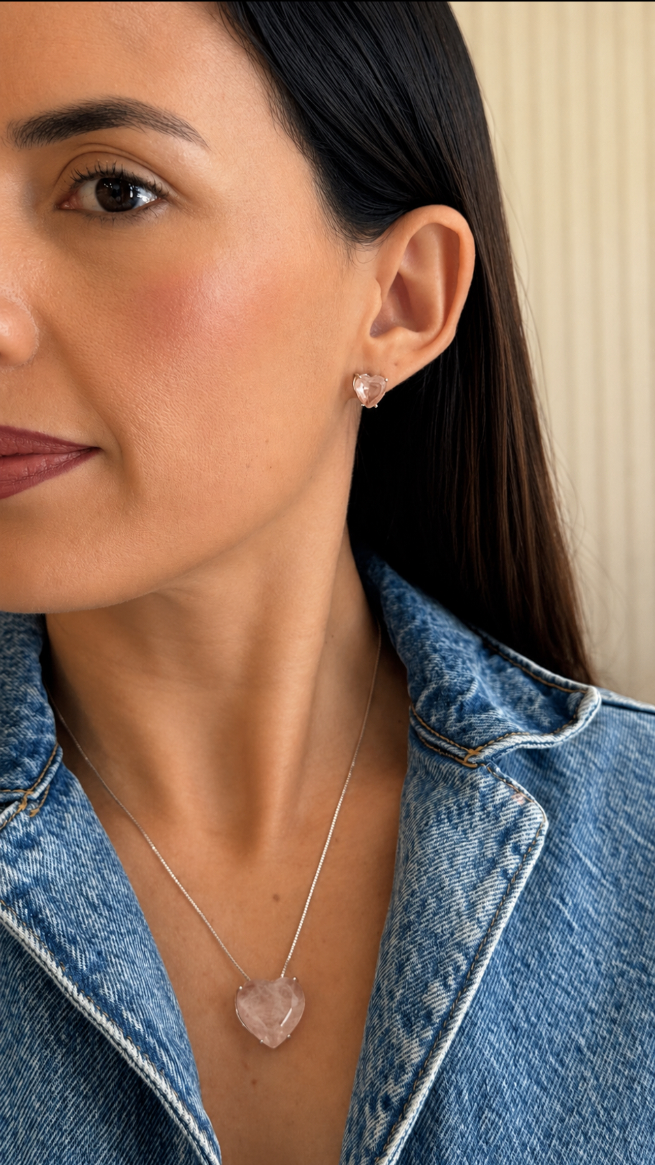 CONJUNTO EM PRATA 925 COM ZIRCÔNIA ROSA INCOLOR